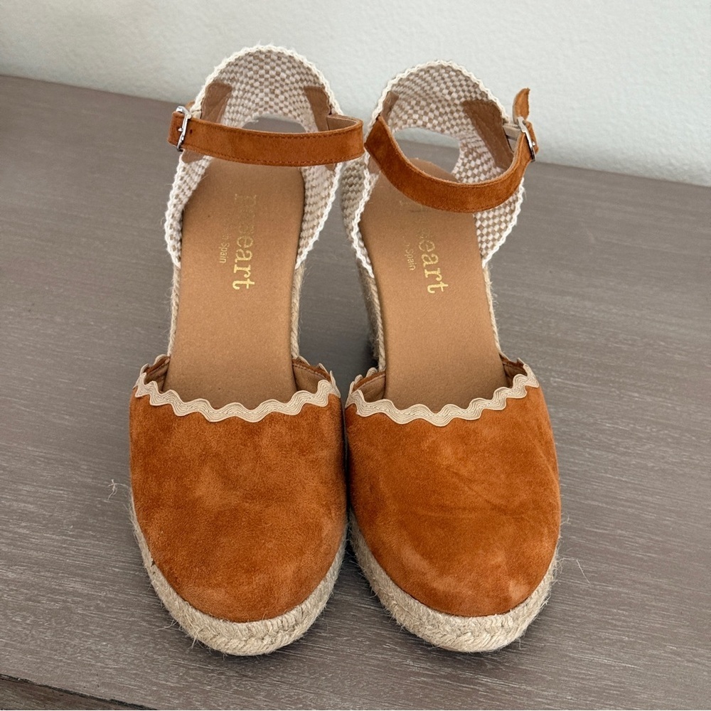 Paseart Women’s Beige Suede Espadrille Shoes Sz 8.5 (Euro 39) Wedge Ankle Strap - Picture 6 of 11
